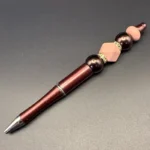 SD Beaded Pen Burgundy w/brown n peach