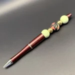SD Beaded Pen Dark Red w/Green,black floral