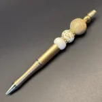 SD Beaded Pen Gold w/gold n white ball