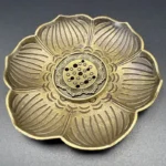 Zen Gold Metal Lotus Incense Holder